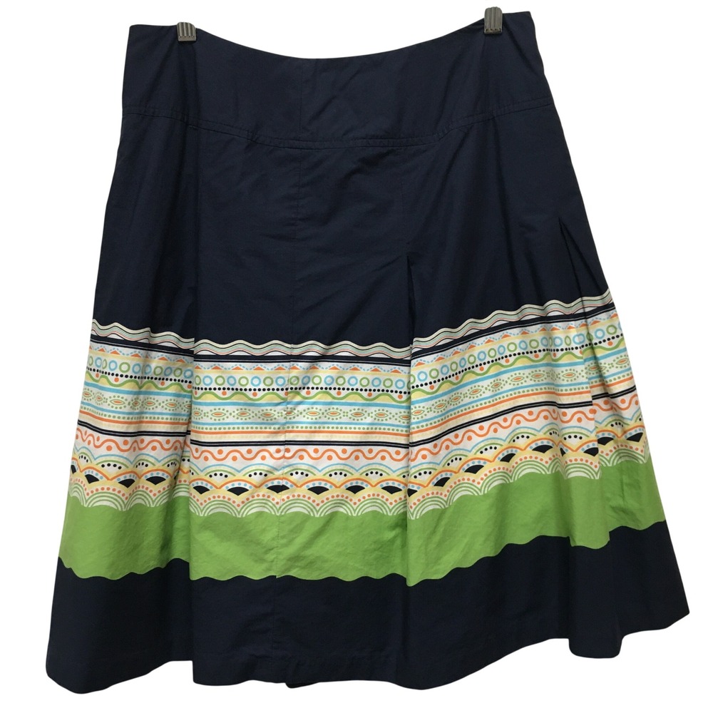 Talbots 100% Cotton A-Line Skirt Women's 10 Navy Preppy Coastal Mod